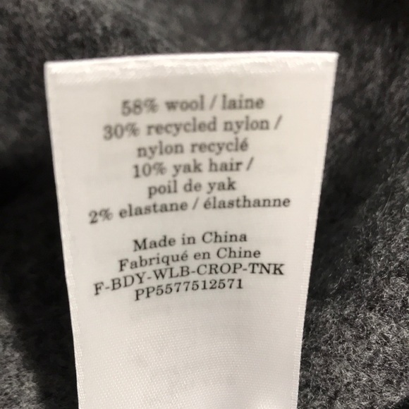 Everlane Cozy Stretch Crop Tank Top Ribbed Wool/Yak/Nylon Dark Grey M NWT - Picture 9 of 12